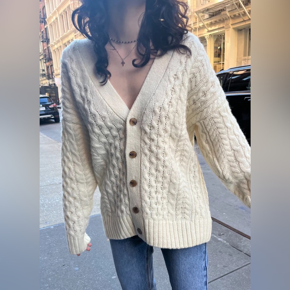 Brandy Melville “Eva Heavy Wool Cable Knit Cardigan”